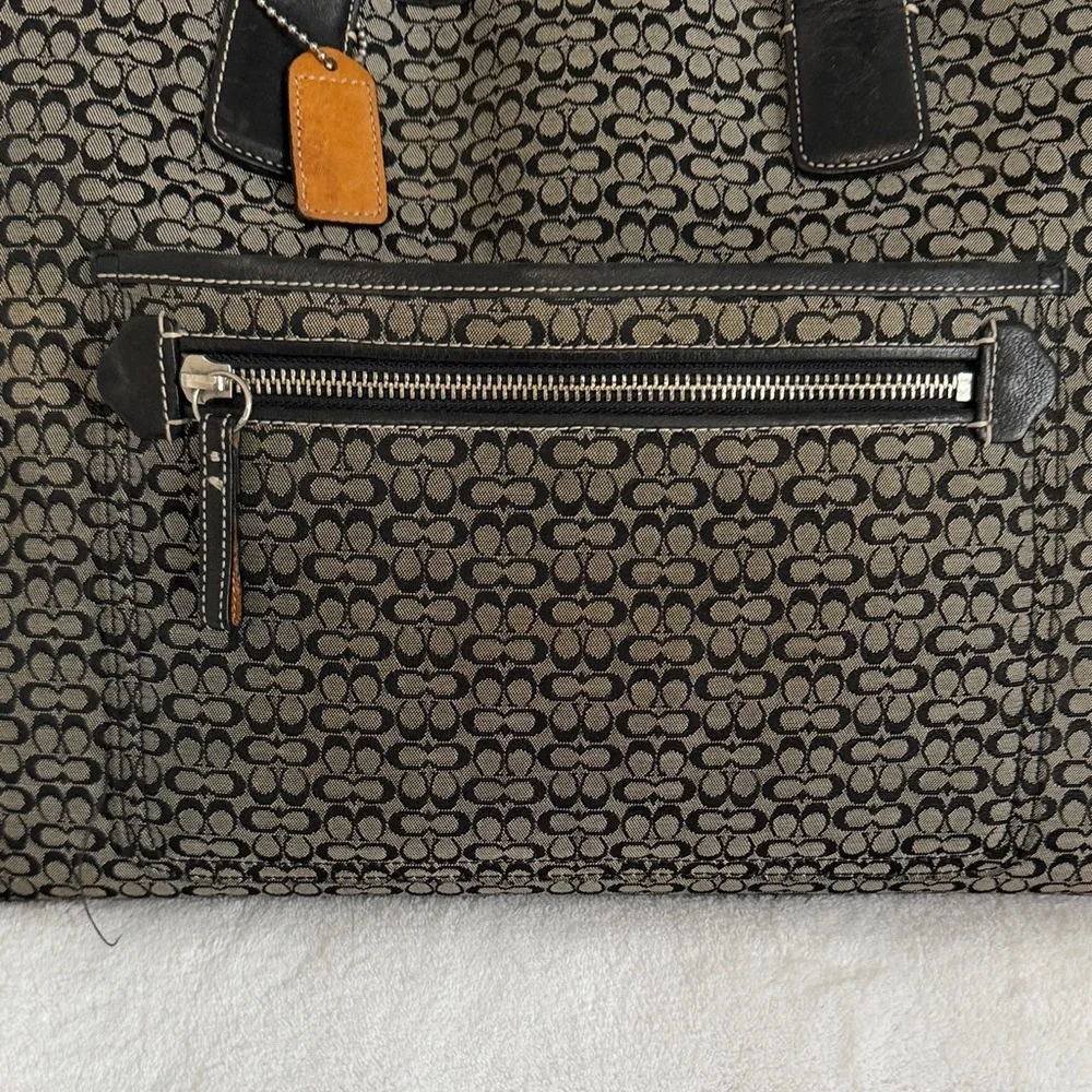Coach Vintage Signature C Tote Bag | Black & Grey | Heavy Wear | As Is
